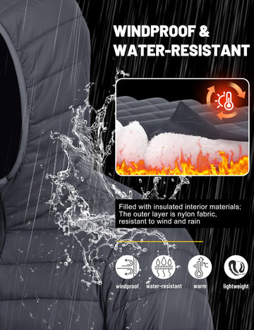 TACVASEN down coat men pockets zippers – secure storage on the move