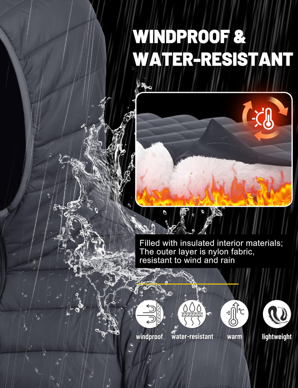 TACVASEN down coat men pockets zippers – secure storage on the move