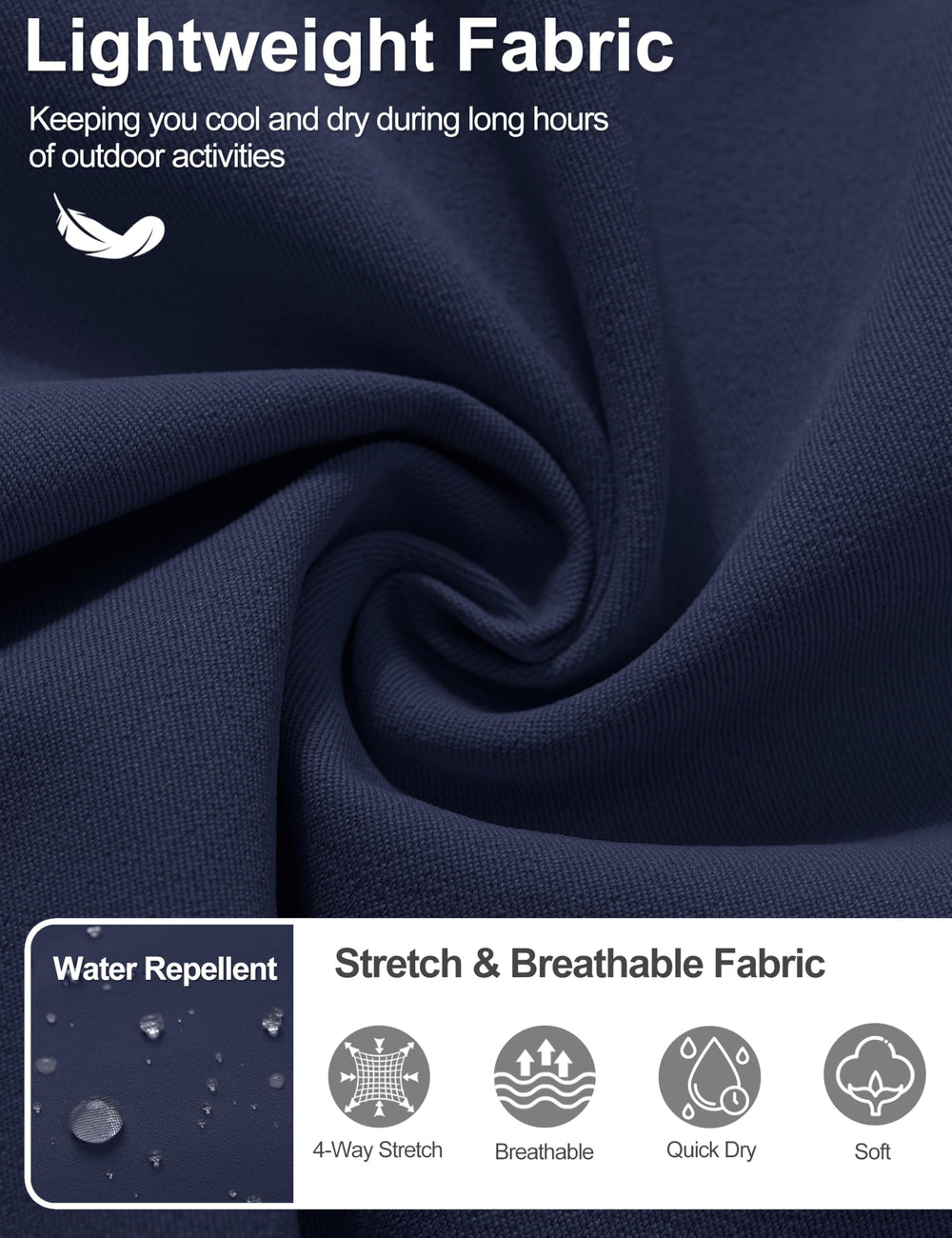 TACVASEN lightweight 4-way stretch fabric for unrestricted movement