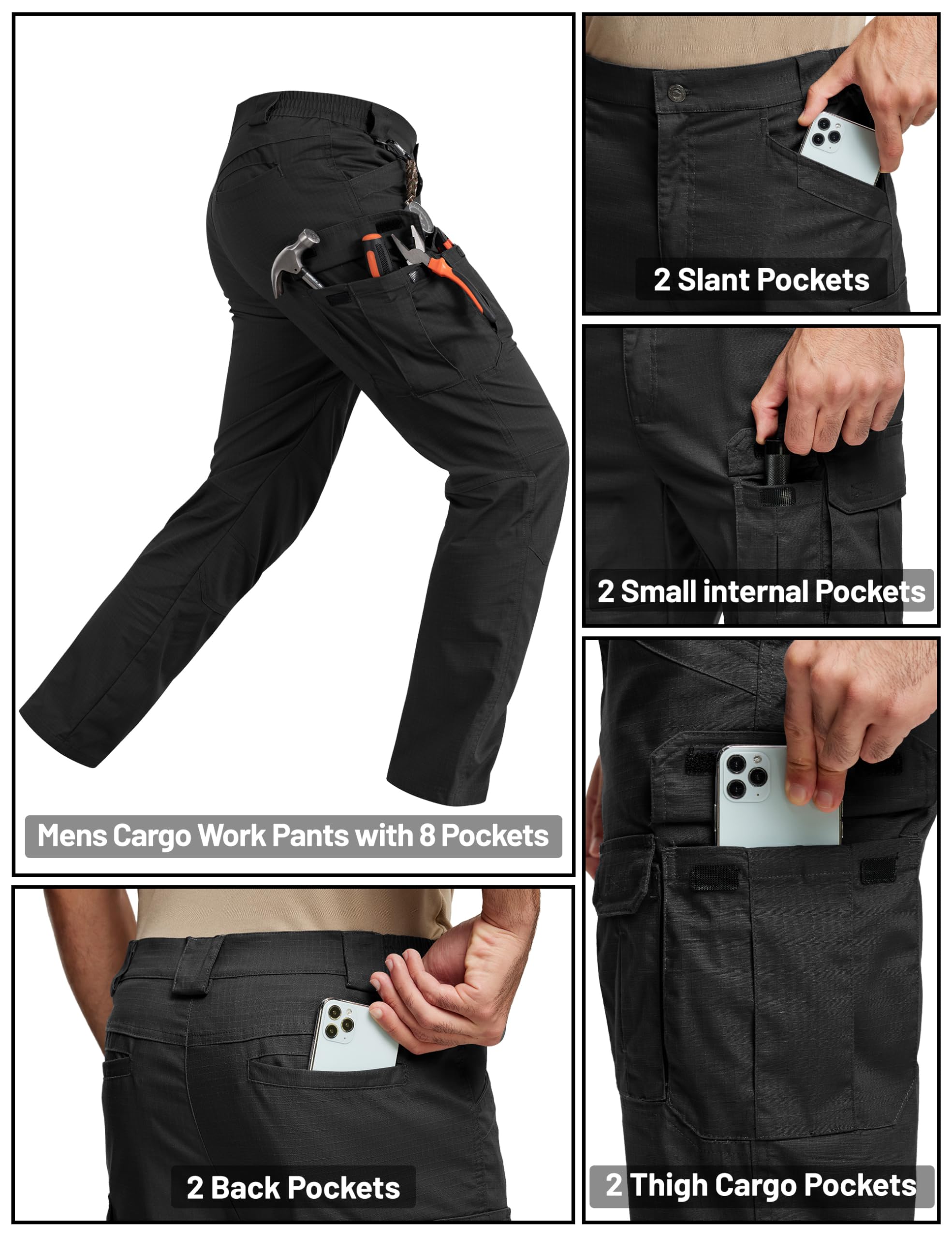 TACVASEN cargo pants reinforced stitching boosts durability for tough outdoor jobs