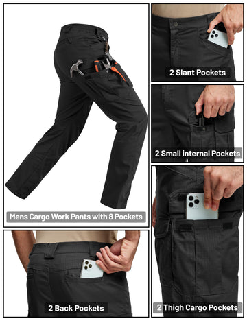 TACVASEN cargo pants reinforced stitching boosts durability for tough outdoor jobs
