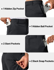 TACVASEN men's golf shorts back snap pockets demonstrating reliable storage for keys or cards.