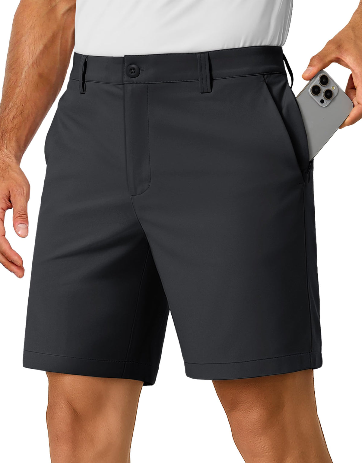 TACVASEN men's golf shorts front view with 4-way stretch for unrestricted swing comfort.