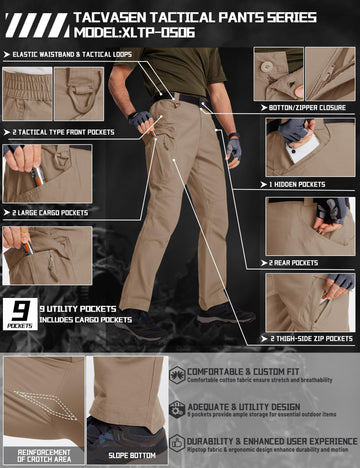 TACVASEN back pockets show secure storage for essentials on treks