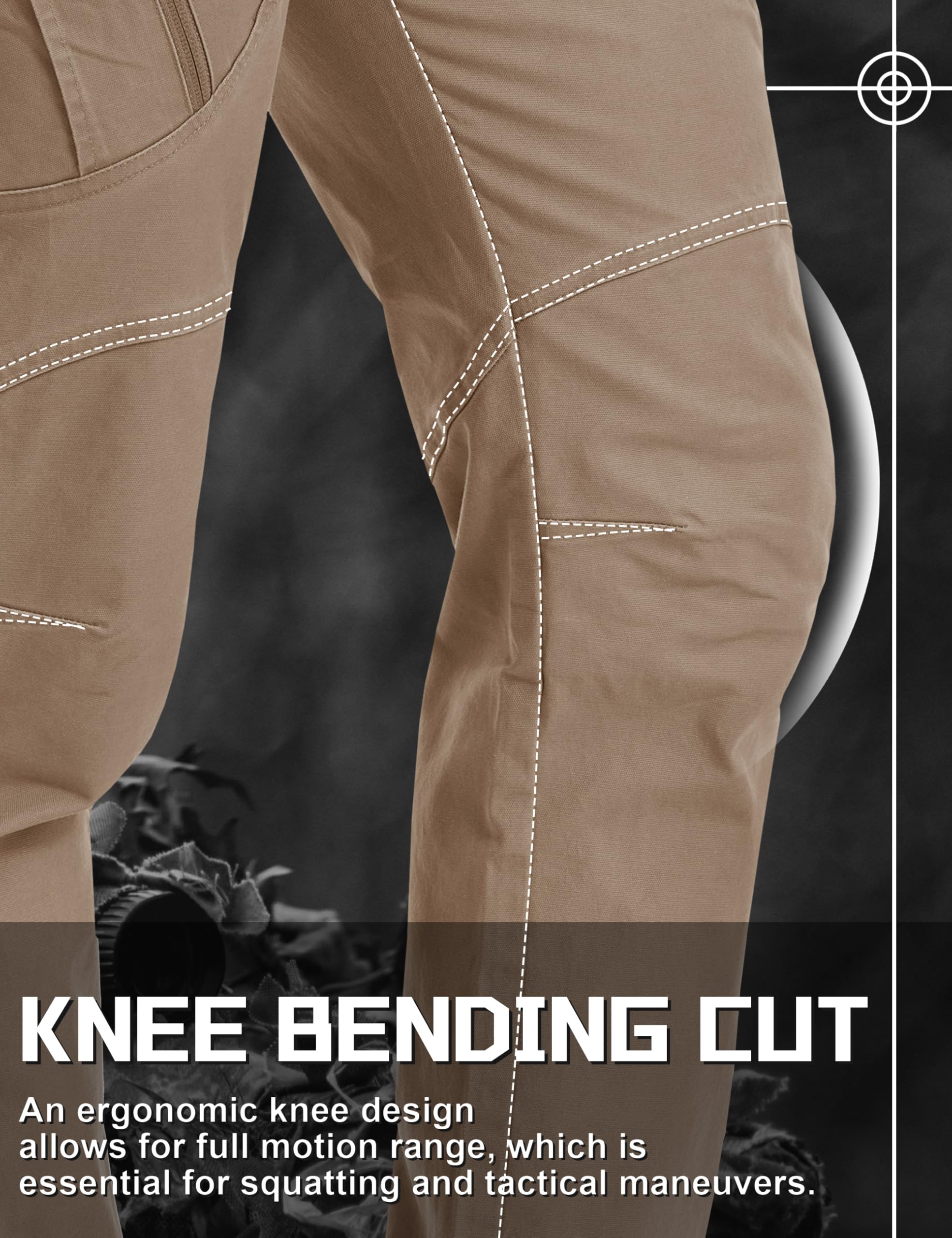 TACVASEN elastic waistband provides flexible fit for movement throughout activities
