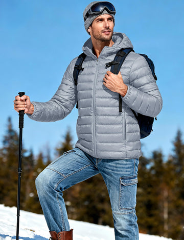 TACVASEN men's puffer coat water-resistant fabric ready for light rain and damp weather.