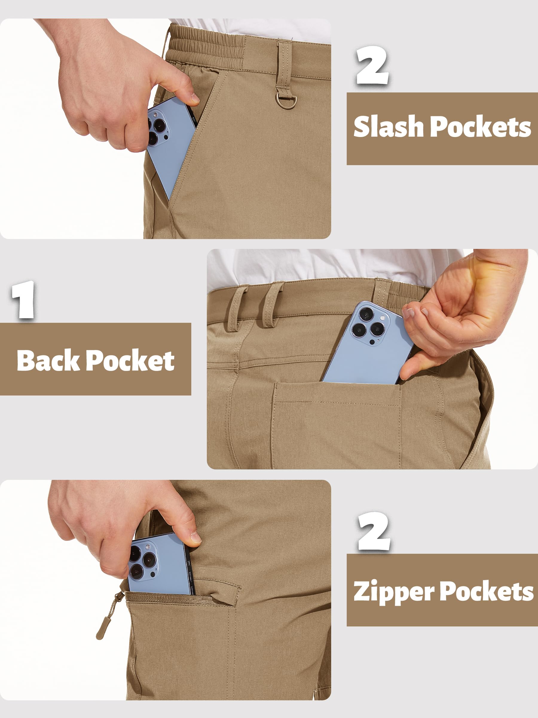 TACVASEN shorts with zippered thigh pockets for valuables.