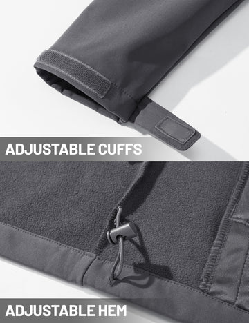 TACVASEN jacket adjustable drawstring hem and cuffs for a personalized fit.