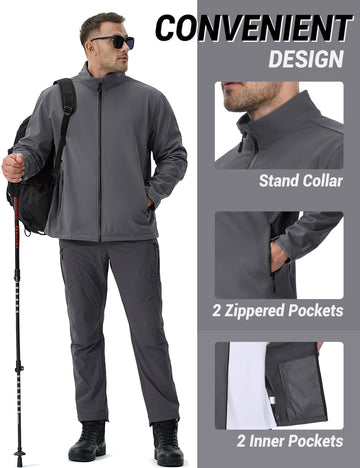 TACVASEN jacket stand collar offers full neck coverage in chilly weather.