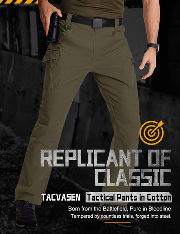 TACVASEN Men's Tactical Pants knee reinforcement boosts durability during squats and climbs.