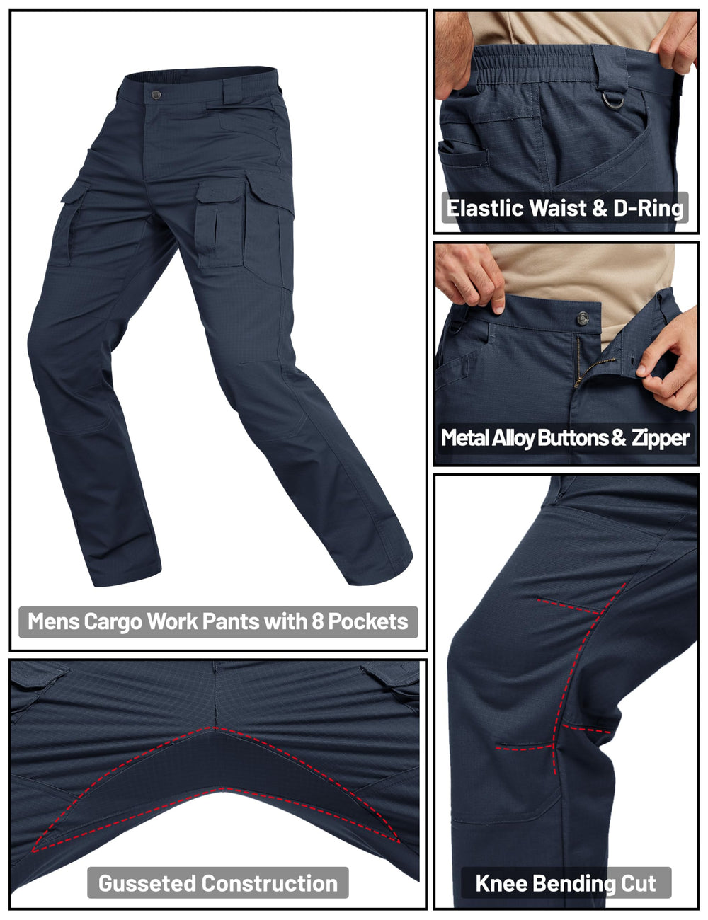 TACVASEN navy pants showcase versatile use for hiking and work