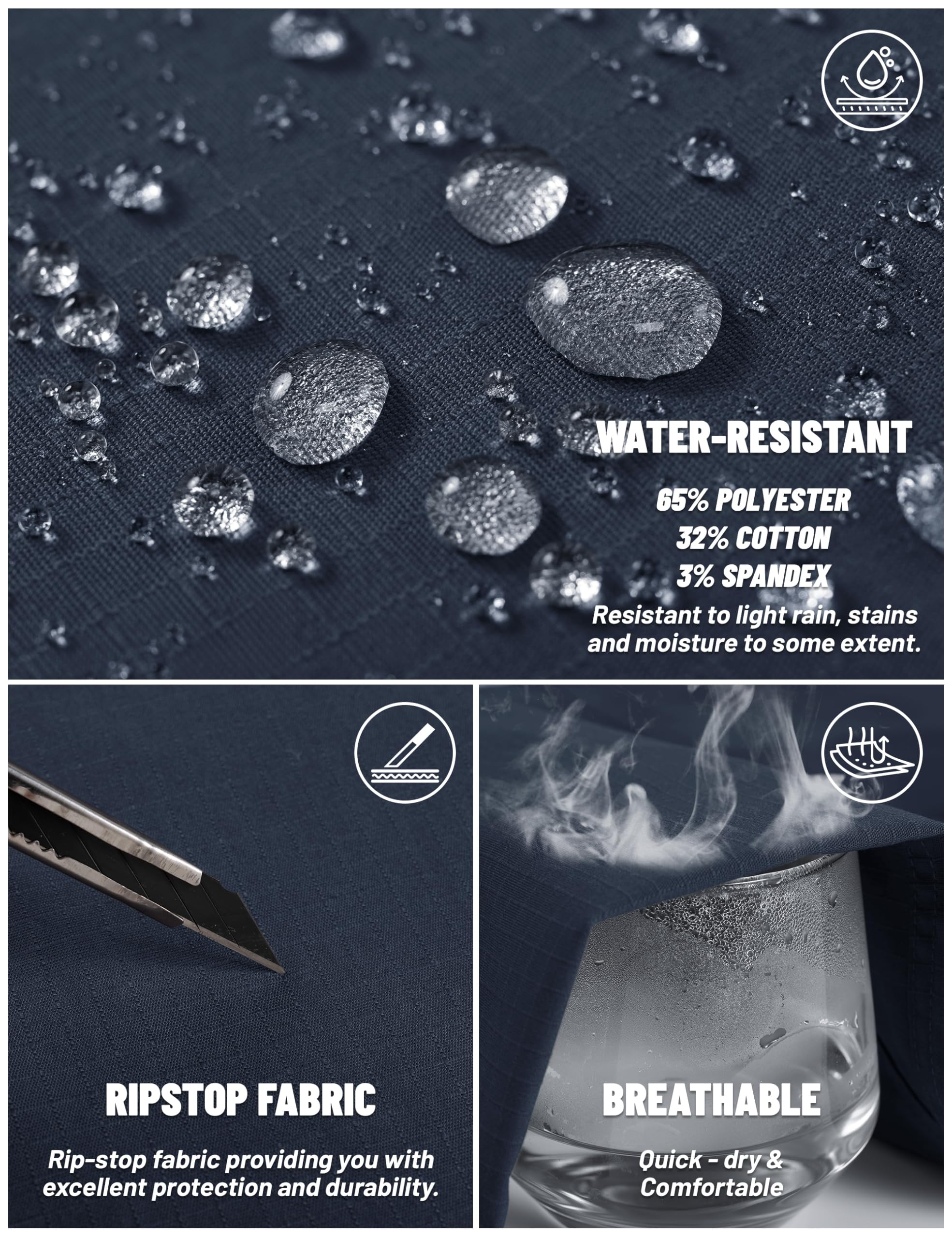 TACVASEN reinforced stitching highlights durability for rugged activities