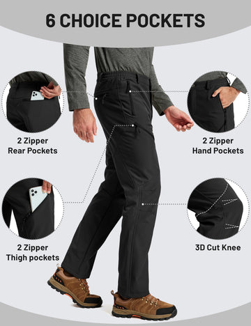 TACVASEN men's windproof adjustable waistband pants maintain secure fit in cold winds