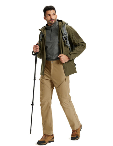 TACVASEN in-action snow scene demonstrates versatile winter wear for hiking and camping.