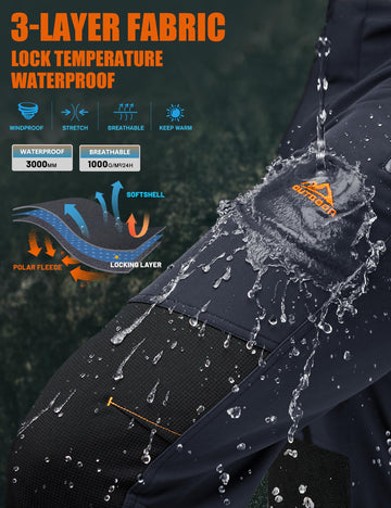 TACVASEN ski pants four zipper pockets keep valuables secure
