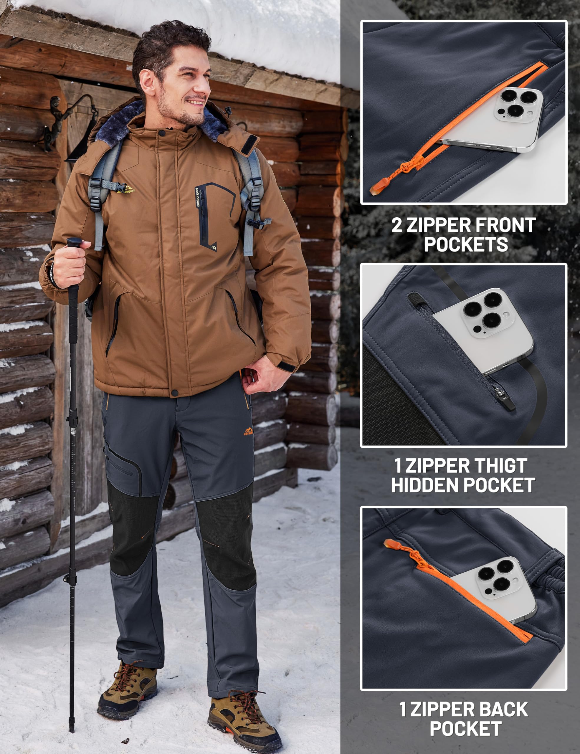 TACVASEN ski pants versatile for skiing, snowboarding, hiking and travel