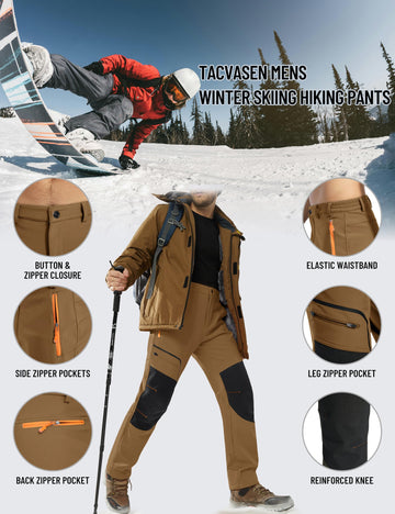 TACVASEN Snow Pants multi-use design supports skiing, hiking, and work in cold weather.