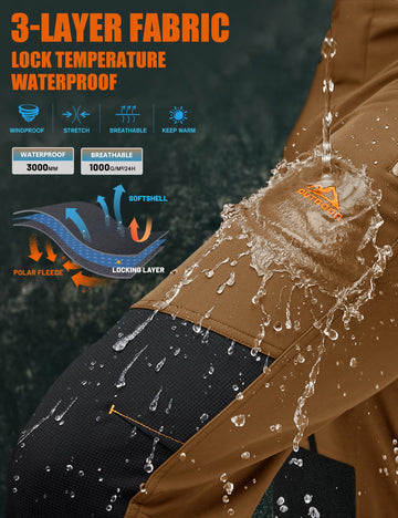 TACVASEN Snow Pants four zipper pockets securely hold essentials during outdoor trips.