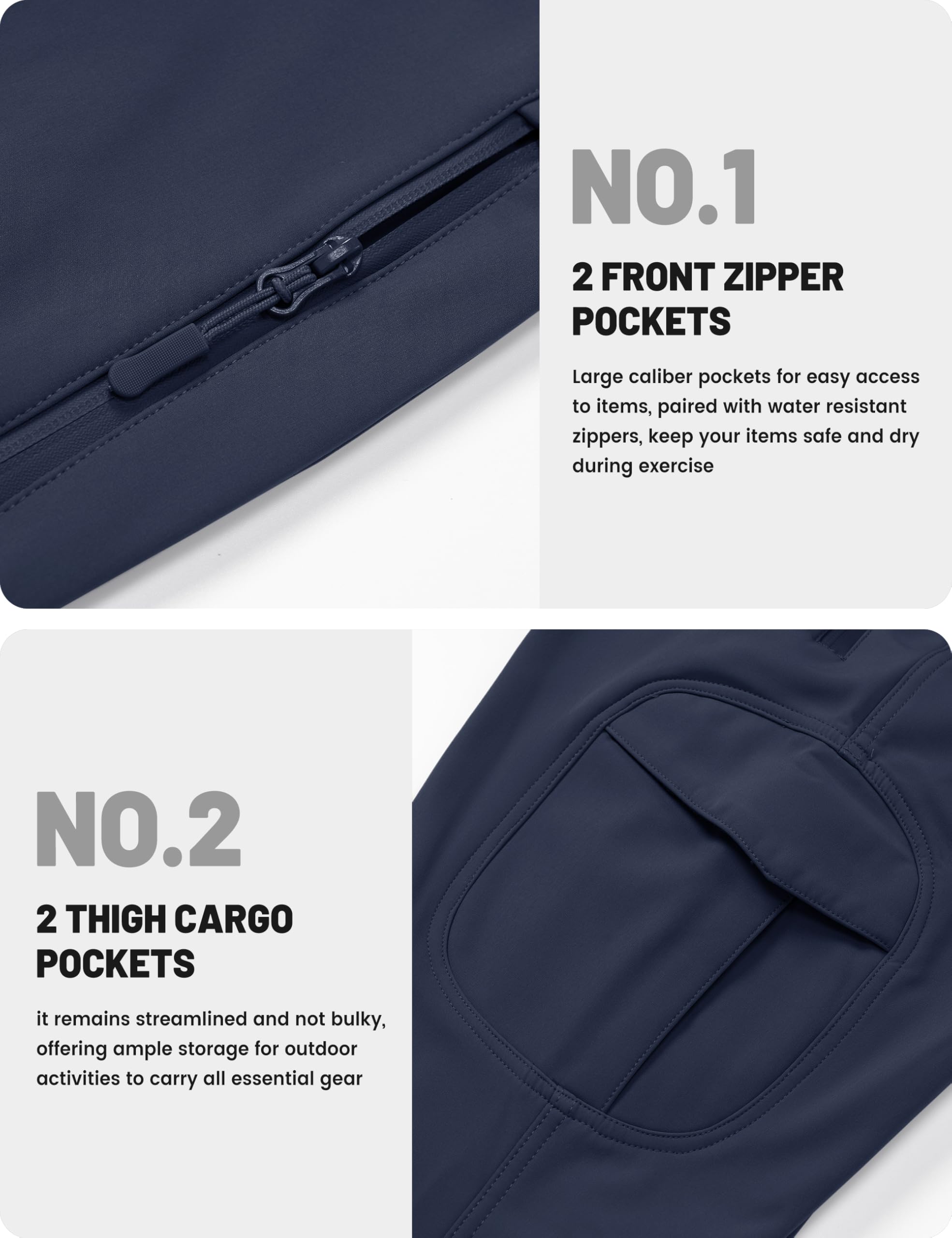 TACVASEN winter pants elastic-waistband ensures comfortable fit for long wear.