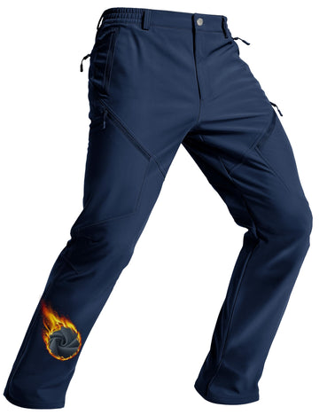 TACVASEN winter pants fleece-lined closeup showing warm insulation for cold weather