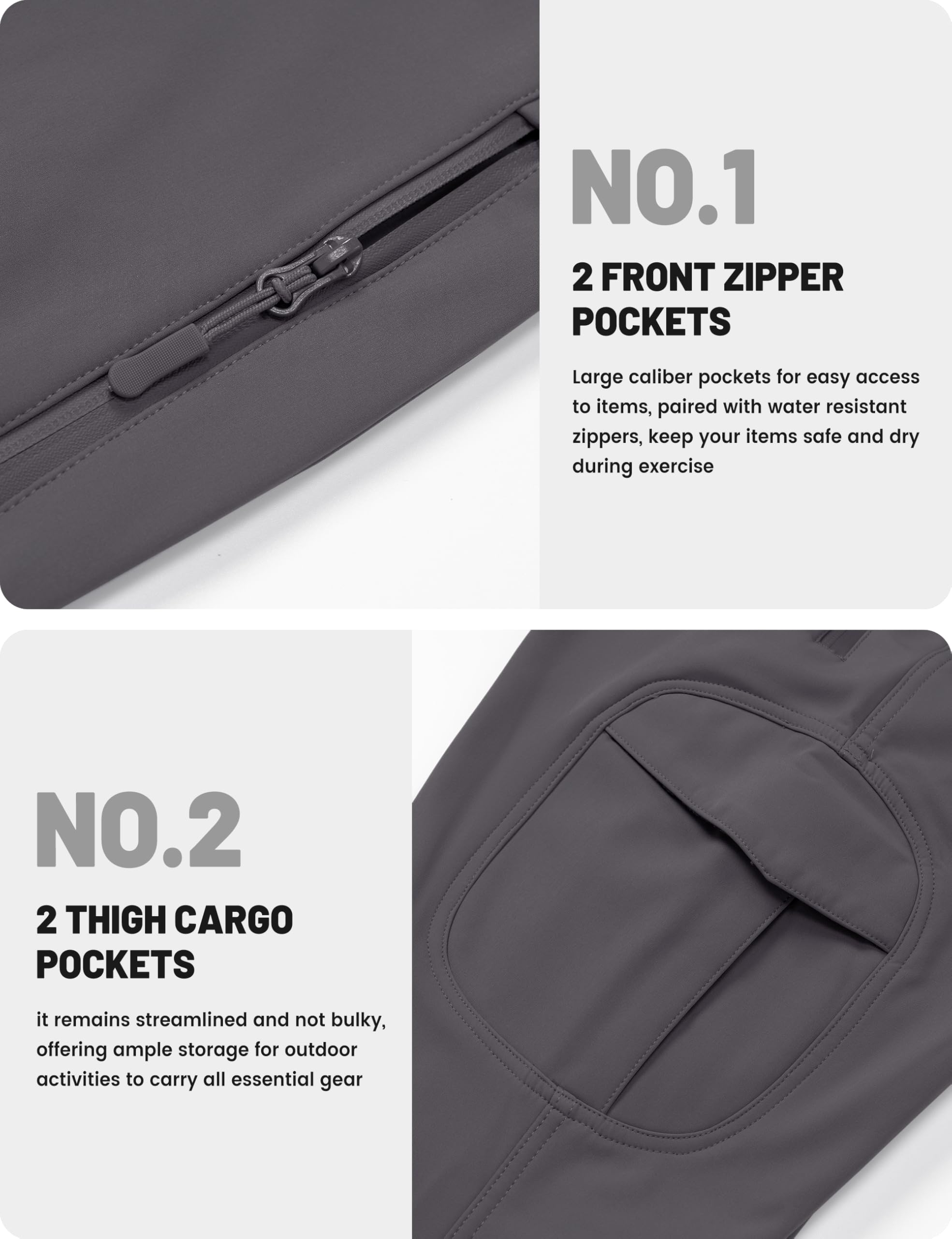 TACVASEN winter pants cargo pockets on side illustrate utility for tools and phone