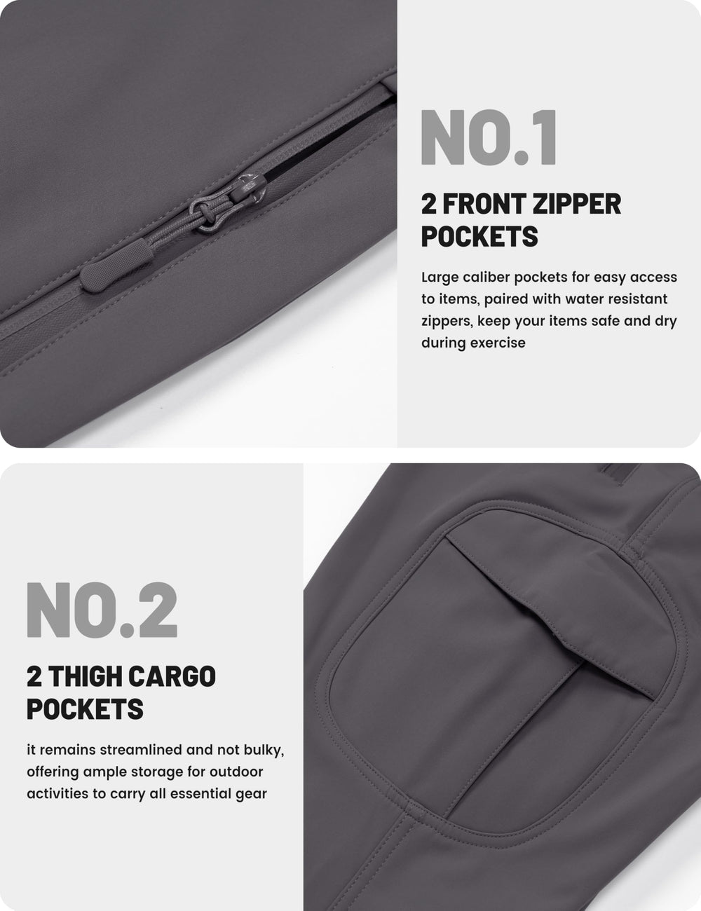 TACVASEN winter pants cargo pockets on side illustrate utility for tools and phone