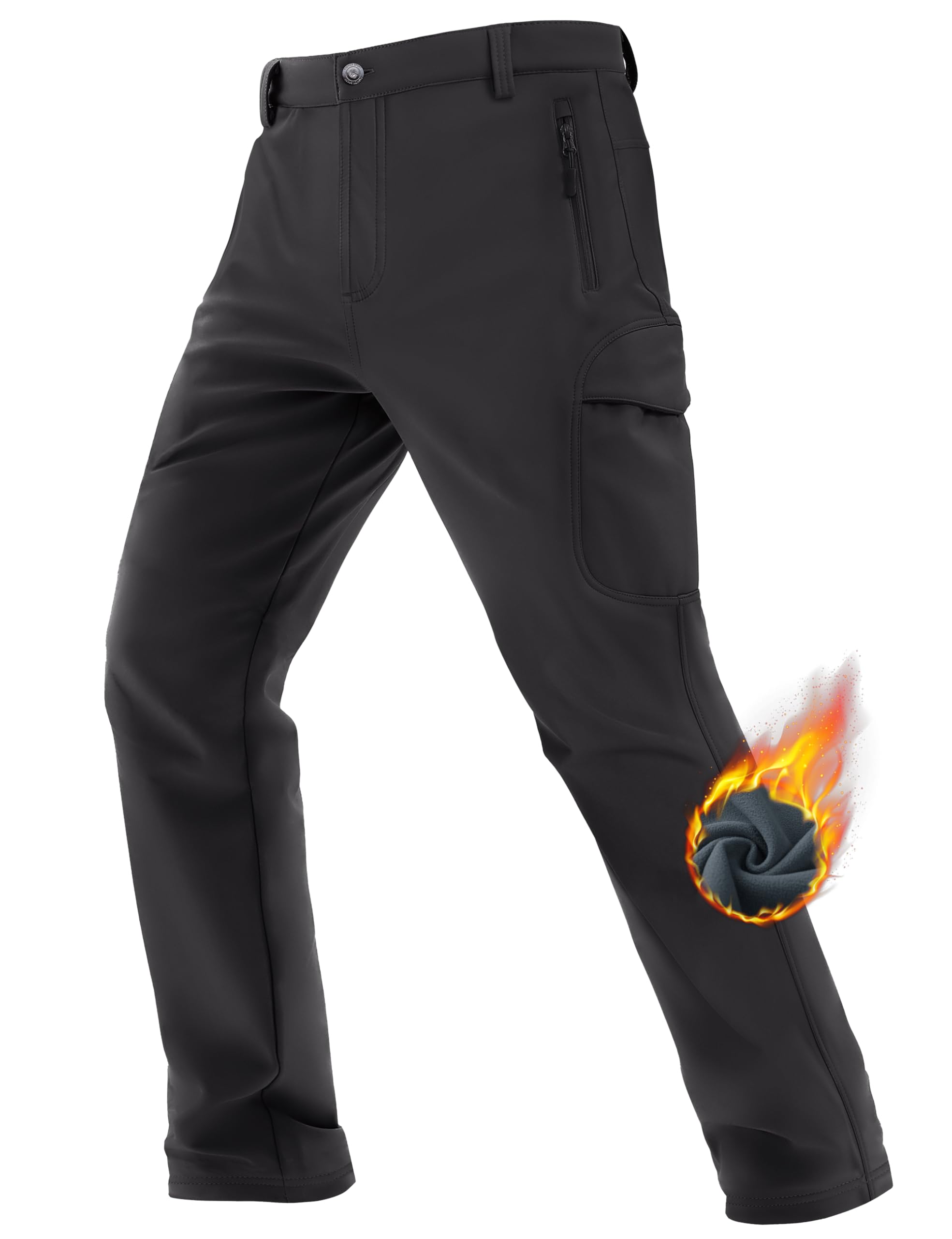 TACVASEN winter pants front view shows a flexible fit for active movement.