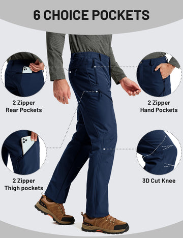 TACVASEN winter pants side-adjustable waist ensures a secure, comfortable fit