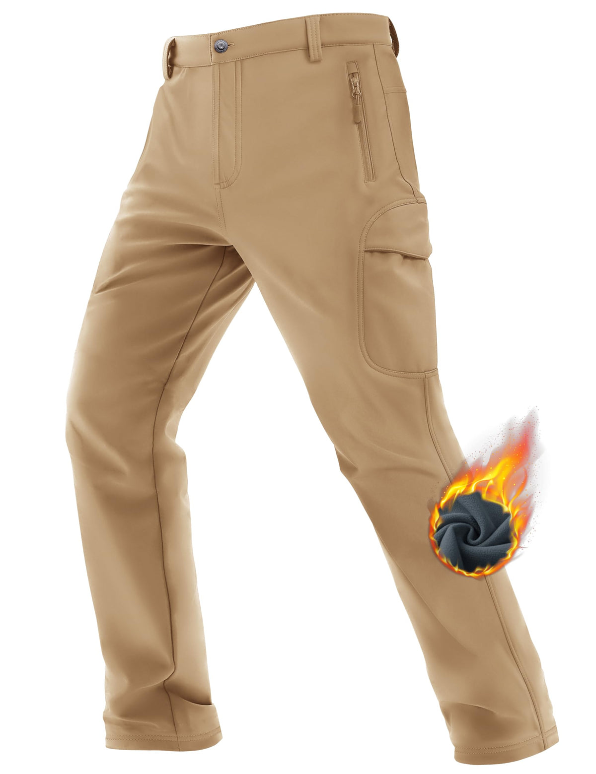 TACVASEN winter pants waterproof-brown on trail, weather protection.