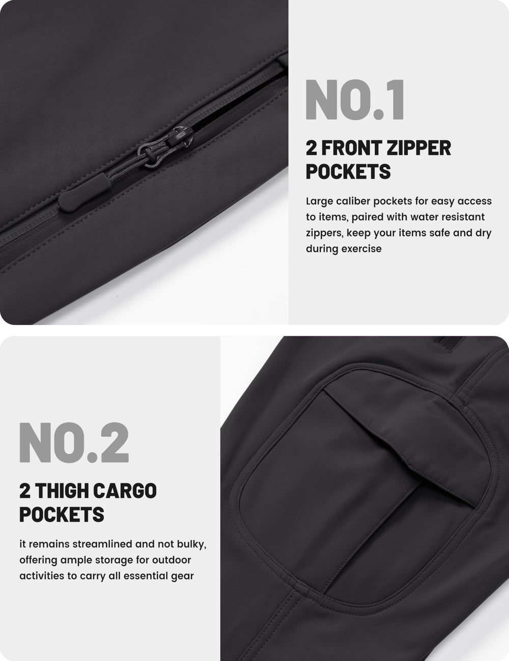TACVASEN winter pants windproof softshell outer blocks cold air during activities.