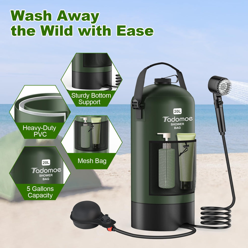 Tadomoe foot pump action delivering battery-free water pressure outdoors.