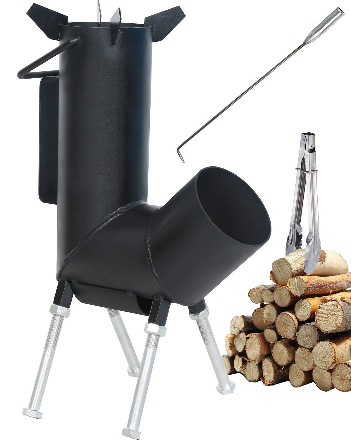 TAFEIDA Rocket Stove with Handle for easy portable outdoor cooking