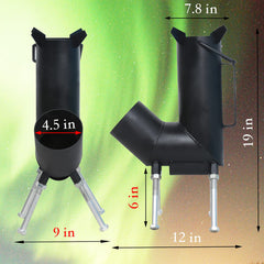TAFEIDA Rocket Stove with Fire Poker and Tongs enables quick fuel management