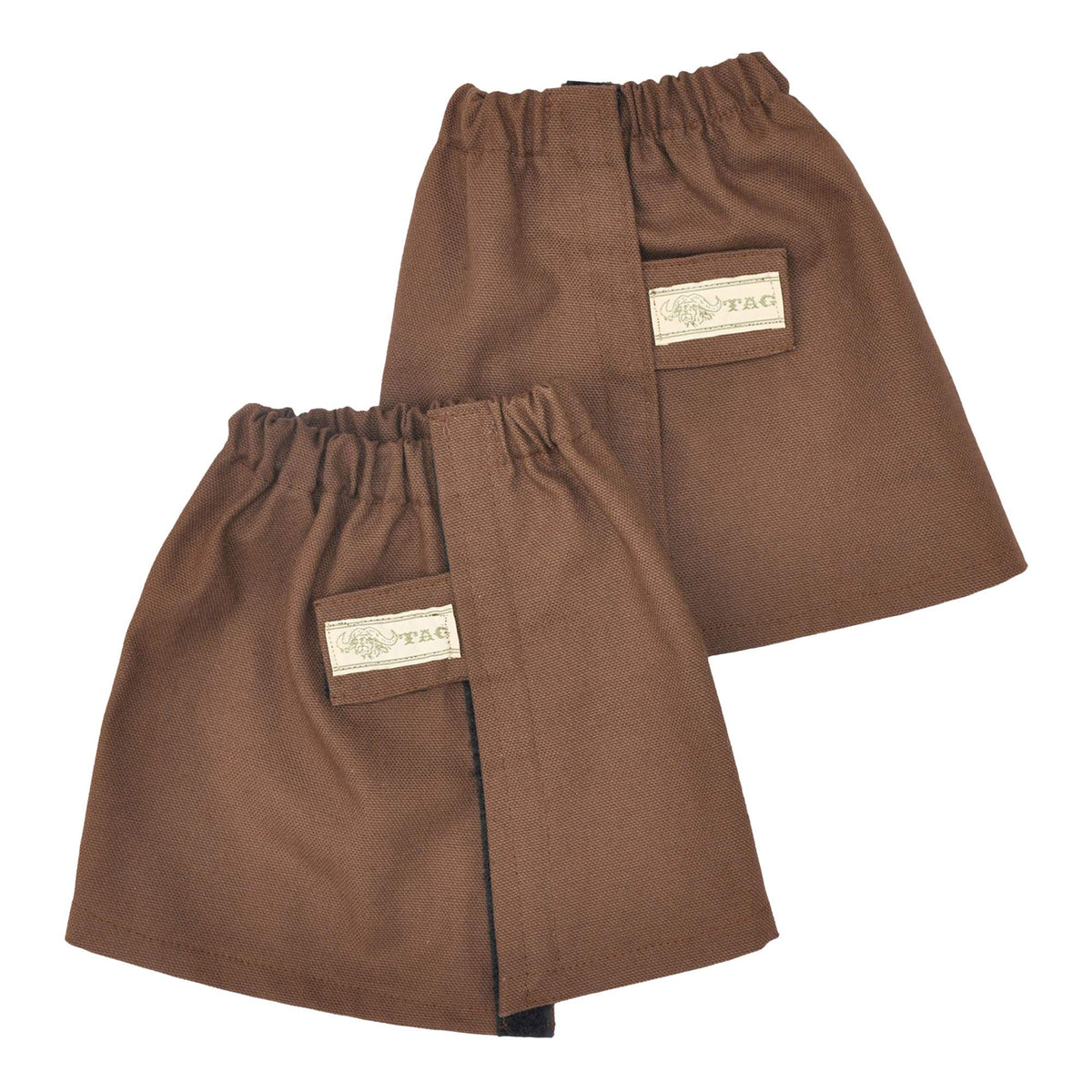 Tag Safari canvas gaiters front view with Velcro for easy on/off and ankle protection.