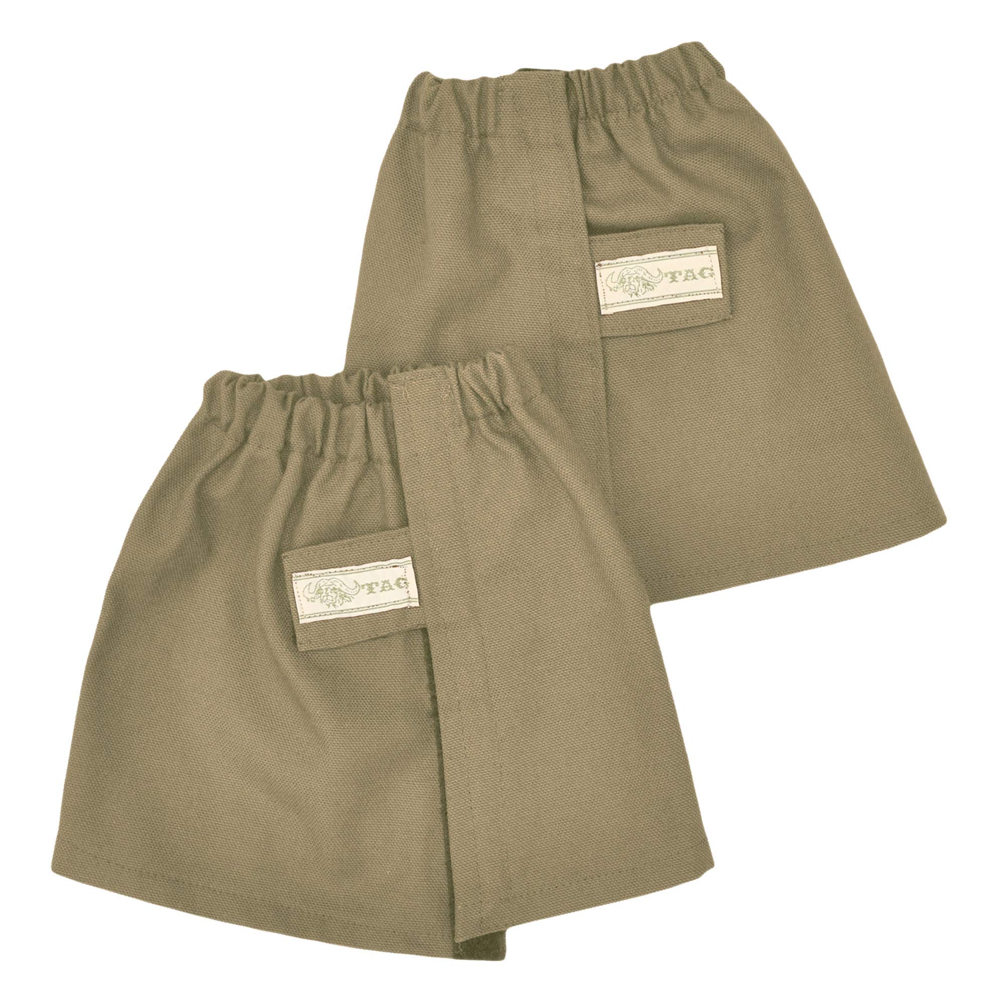 Tag Safari gaiters canvas khaki front view shields debris during hikes
