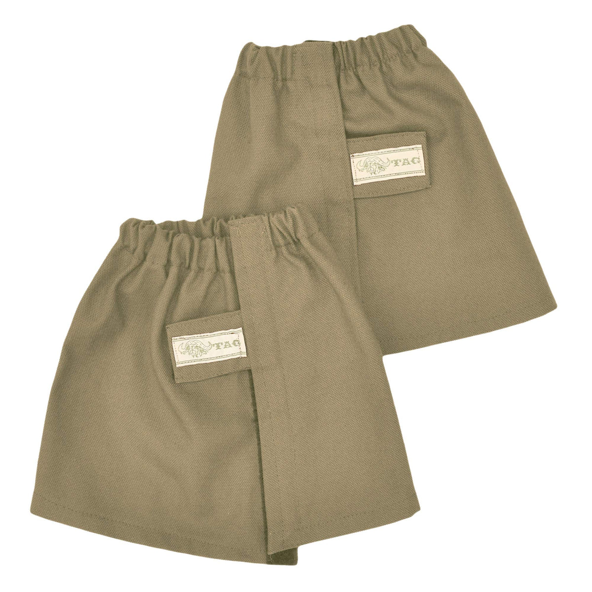 Tag Safari gaiters canvas khaki front view shields debris during hikes