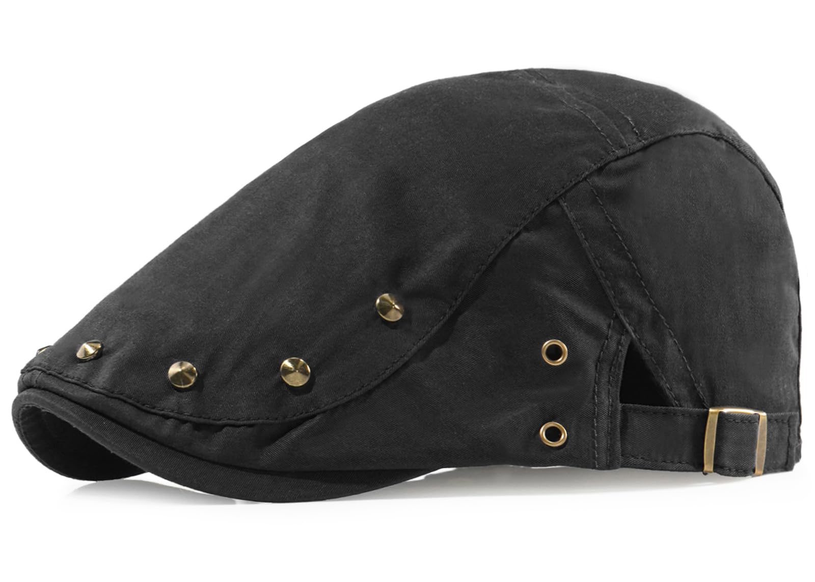 Taidor Rivet Newsboy Cap in black - front view