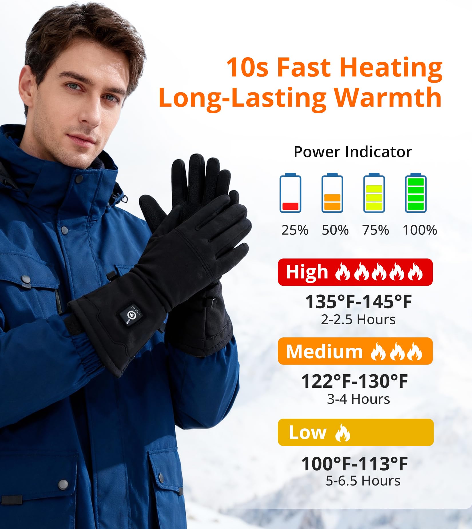 Taileluo heated glove liner touchscreen capability lets you use devices without removing gloves.