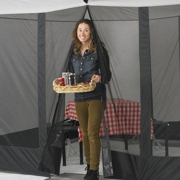 Tailgaterz magnetic screen house graphite over picnic table setup