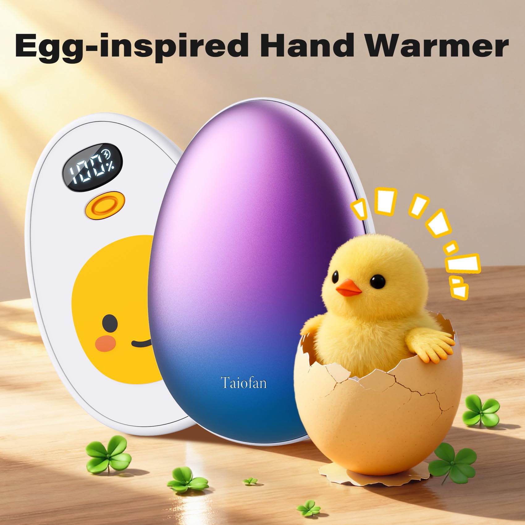 Taiofan hand warmers LED display indicating heat level and battery