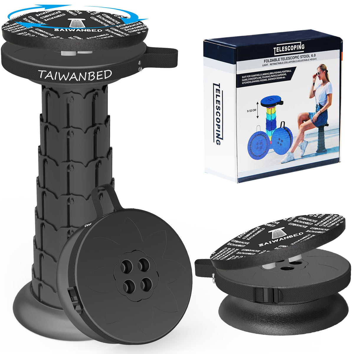 TAIWANBED Taller 52cm stool with lock system for quick secure setup