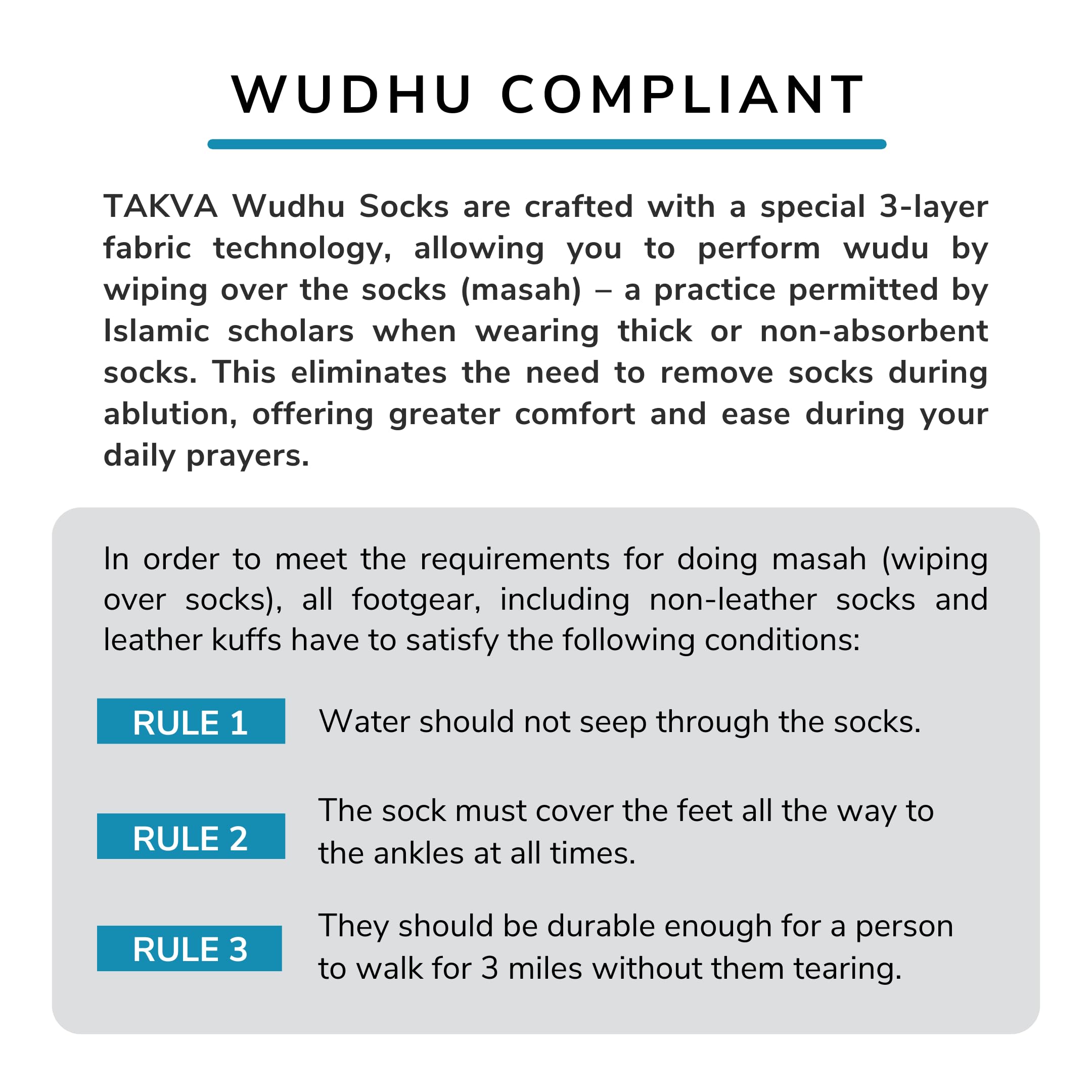 Takva Wudhu Socks waterproof-sole view highlights protection in wet conditions.