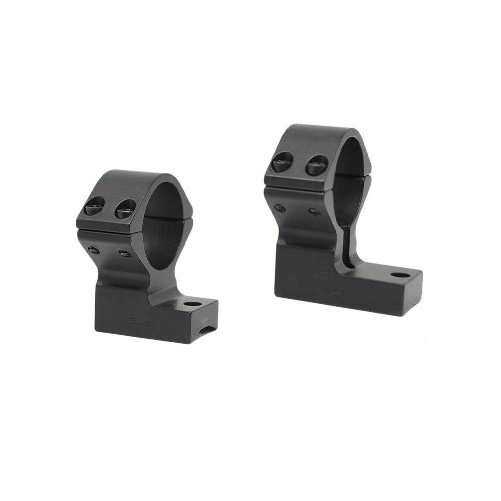 Talley Accumark 1in ring/base high black close view shows windage-friendly alignment potential.