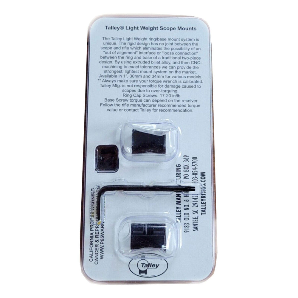 Talley multi-height profile mount demonstrating versatile eye relief alignment.