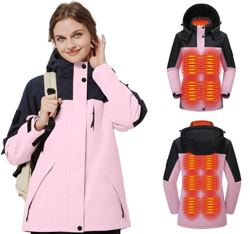 TAMEYA women's heated jacket with detachable hood for versatile warmth during cold commutes.