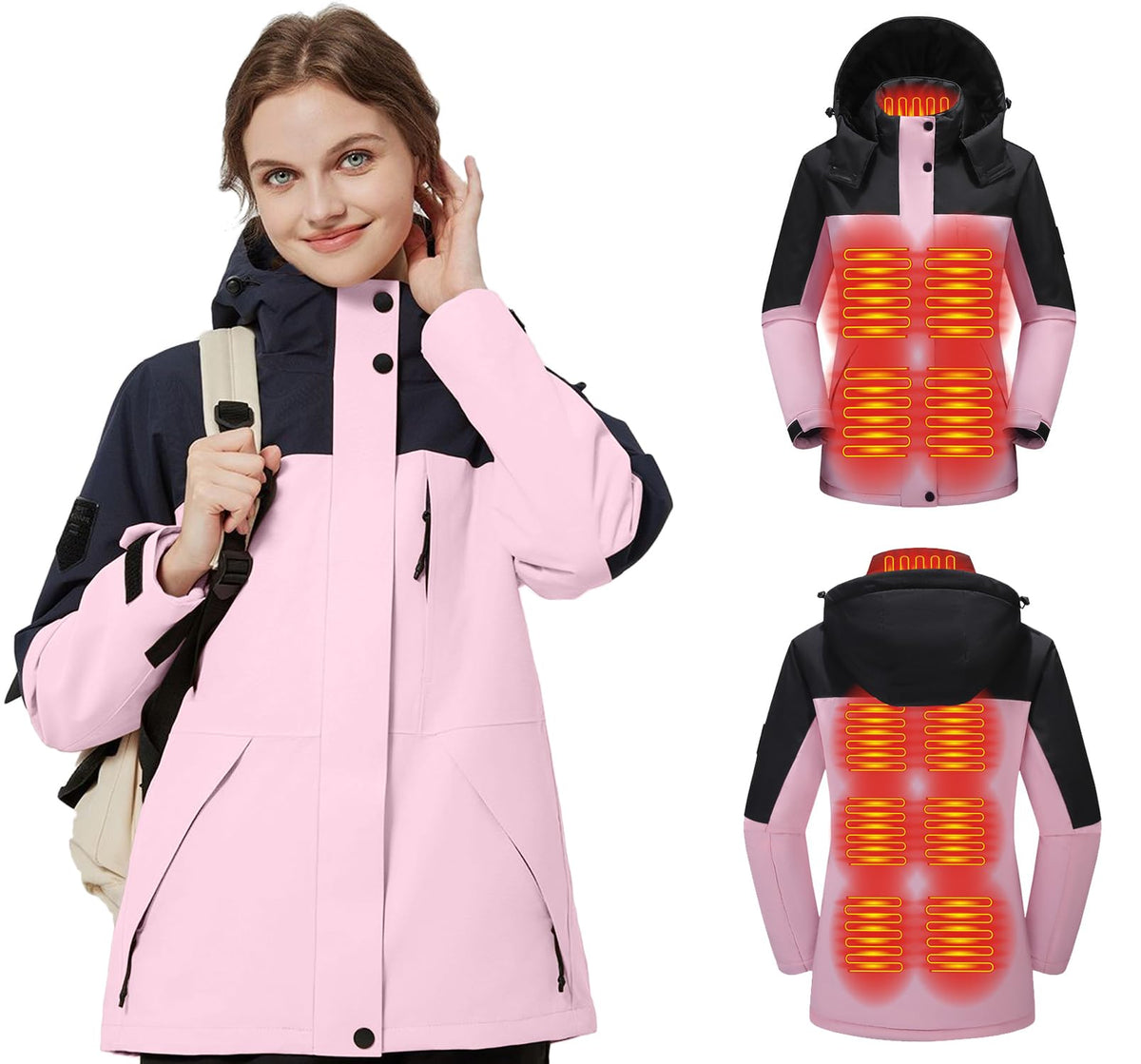 TAMEYA women's heated jacket with detachable hood for versatile warmth during cold commutes.