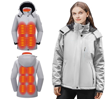 TAMEYA heated jacket front view showing 11 heating zones for core warmth.