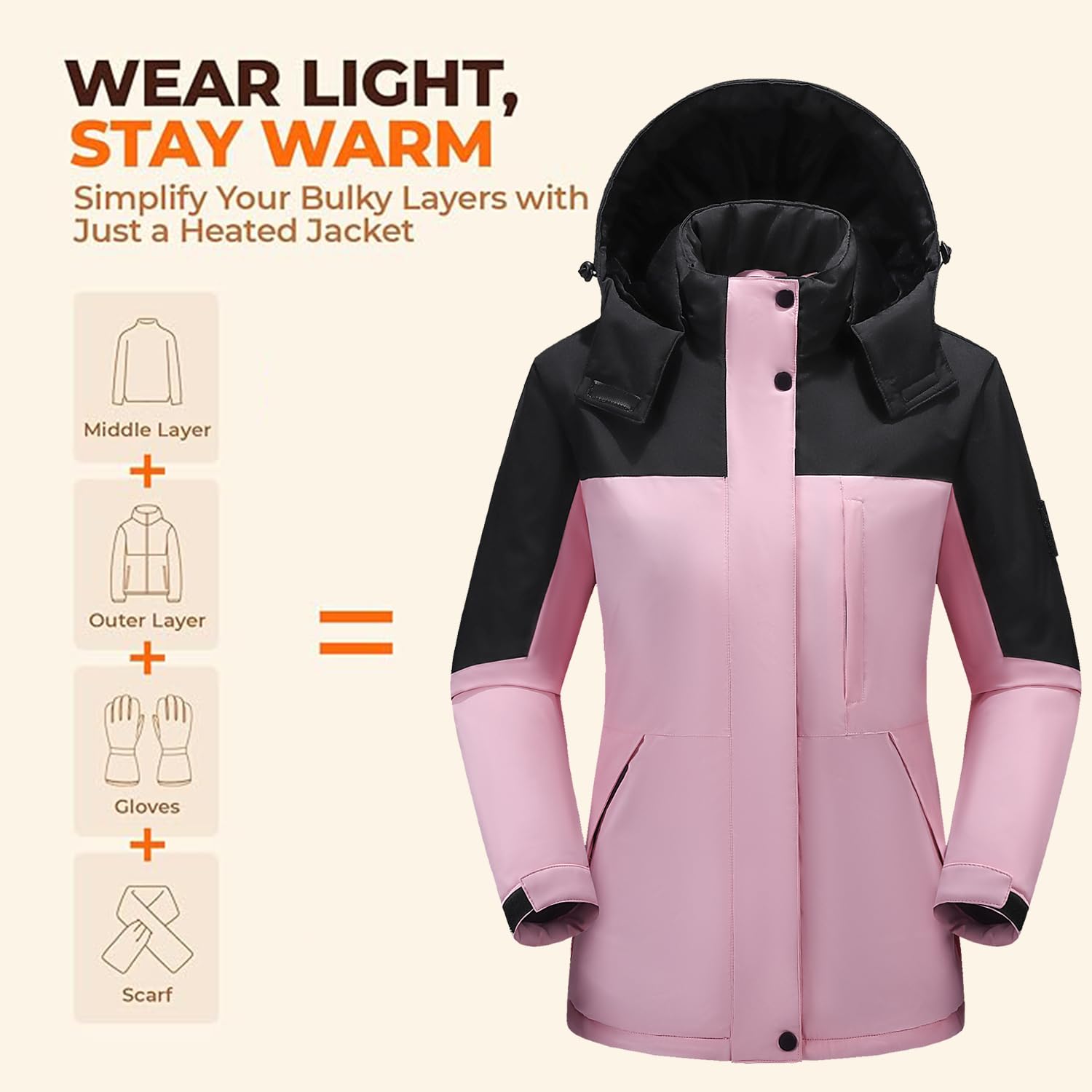 TAMEYA lightweight heated jacket offers a slim fit for comfortable daily wear.