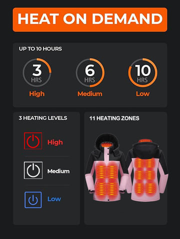 TAMEYA heated jacket showing waterproof fabric for reliable protection on wet, chilly days.