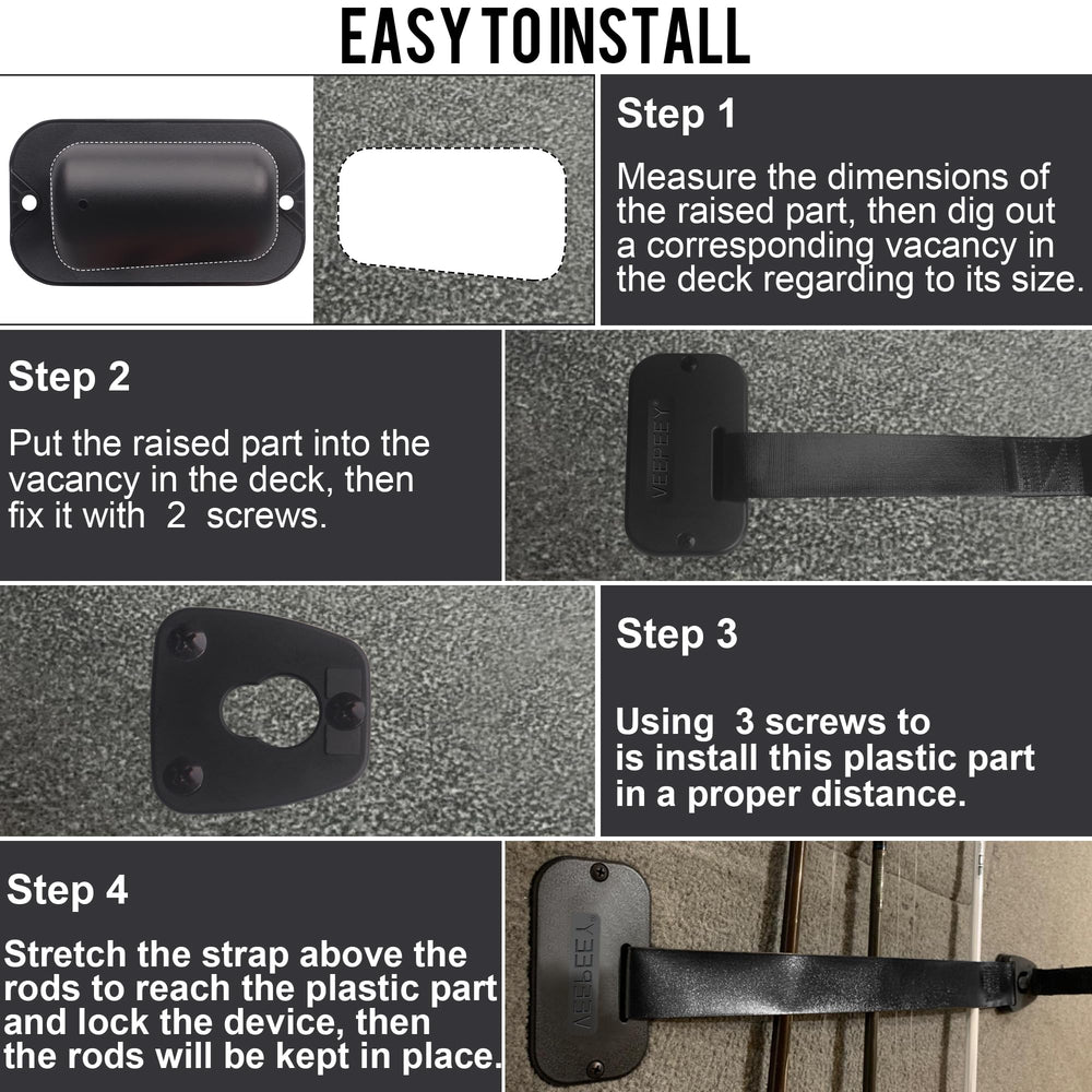 TAMIDN rod tie-down installation shows deck-hole fit for a clean setup.
